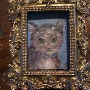 original oil painting, framed
cat